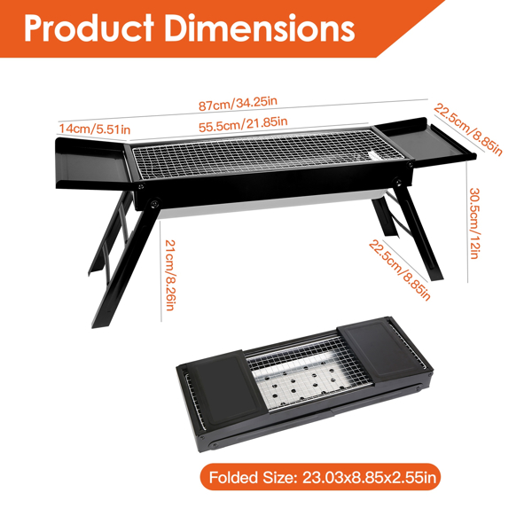 便携式烧烤架，可折叠的烤肉串烧烤架，用于户外日式烧烤羊肉串露营烧烤，在花园后院聚会野餐旅行时使用（周末不发货）-10