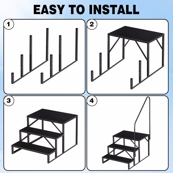 Swimming pool ladder (above ground pool), 3 step stool ladder (with handrails), 440 lbs load bearing spa ladder, heavy duty hot tub ladder (for home outdoor, stairs, patio). -10