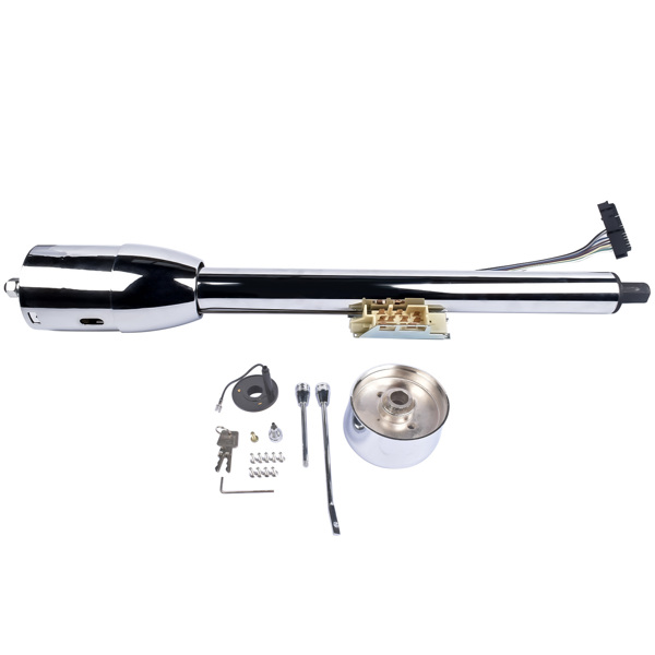 A3- 汽车转向柱 Chrome 28" Tilt Street Rod Floor Shift Steering Column with Key, 9-Hole Adapter-7