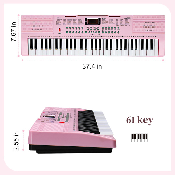 【AM不售卖】GEP-110（BD-663） 61键 带Z型支架+琴凳 粉色 电子琴-4