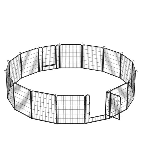 16 片重型金属游戏围栏，带门，31.7 英寸高，狗栅栏，宠物运动围栏，适用于户外-10