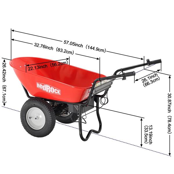 RedRock 手推车多功能推车 电动 24V DC 180W AGM 电池 330 磅（150 千克）最大容量 桶式倾卸材料碎片搬运车-11