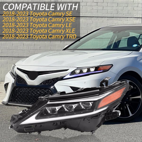 FBA仓发货，2018-2023，Toyota，美版，Camry SE LE XSE XLE TRD，大灯，全LED，灯条可变白、黄、蓝3色-7