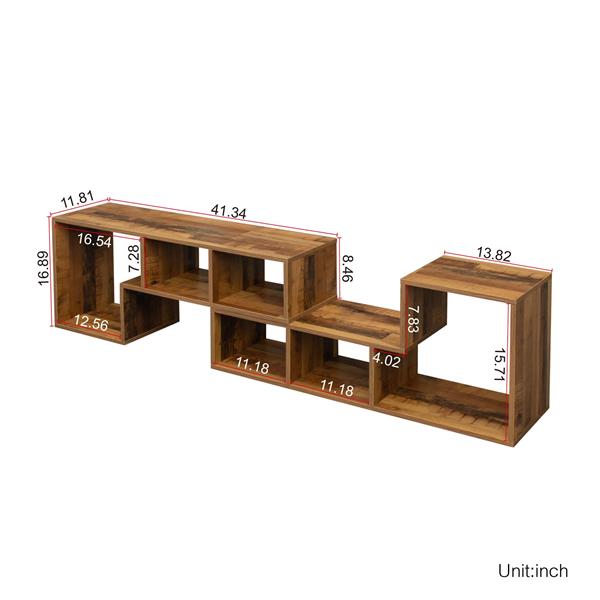 双 L 型橡木电视柜、展示架、书柜，适用于家居家具，杉木-15