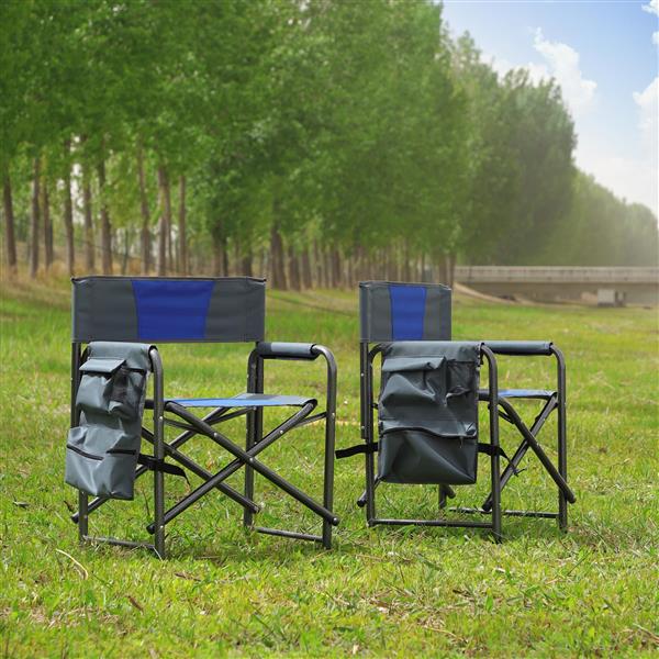 件套，折叠户外桌椅套装，适用于室内、户外露营、野餐、海滩、后院、烧烤、派对、露台，黑色/蓝色-4