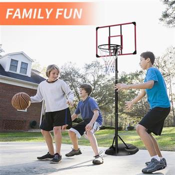 便携式篮球架可调节 7.5 英尺 - 9.2 英尺带 32 英寸篮板适合青少年成人室内室外篮球架红色