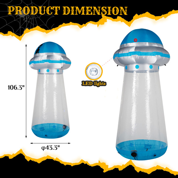 8.8ft 飞碟UFO 可站人 4颗LED灯 万圣充气装饰-10