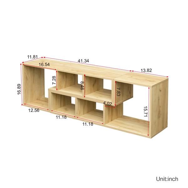 双 L 型橡木电视柜、展示架、书柜，适用于家具，橡木-15