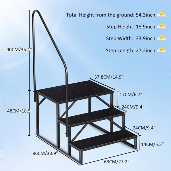 Swimming Pool Ladder Above Ground Pools,3 Step Stool Ladder with Handrails, 440 lb Capacity SPA Steps, Heavy Duty Hot Tub Steps for Home Outdoor, Stairs Deck-2