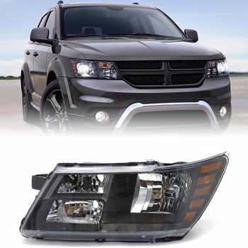 FBA仓发货，2009-2018，DODGE，Journey，大灯，美版，卤素半总成，不带灯泡，白罩+黑框+黄片，左