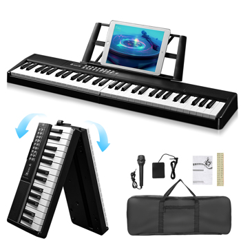 【AM不售卖】 GEP-204/889 61键半重锤键盘 便携式可折叠 黑色 电子琴