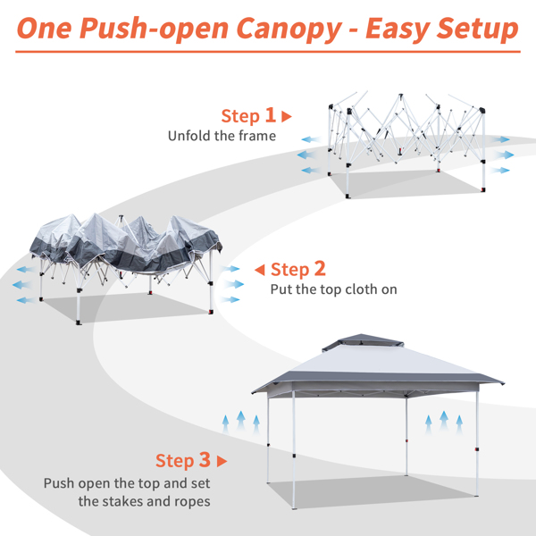  3.6*3.6m 灰色/深灰色 一键撑开 直角 无围布 双顶挑檐 折叠棚 牛津布 白色喷塑铁管 便携 N001-26