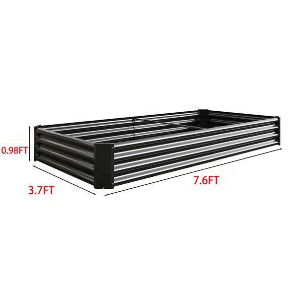 高架花园床套件 - 金属高架花园床 7.6x3.7x0.98 英尺，适用于花卉种植箱、蔬菜香草 黑色-3