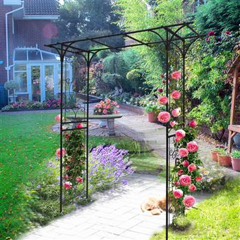 金属花园拱门 长 80.3 英寸 x 宽 20.47 英寸 x 高 81.1 英寸 攀缘植物支撑玫瑰拱门户外黑色
