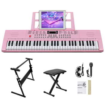 【AM不售卖】GEP-110（BD-663） 61键 带Z型支架+琴凳 粉色 电子琴