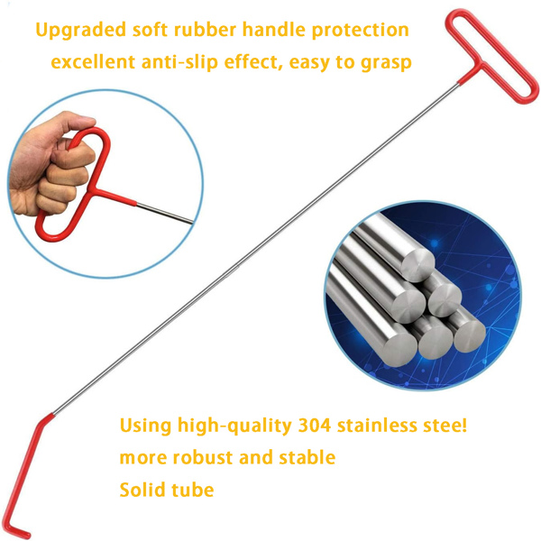 不锈钢远距离吊钩工具汽车紧急开门工具套装椭圆形手柄红色整经件套装楔形气囊扳手组合工具-8
