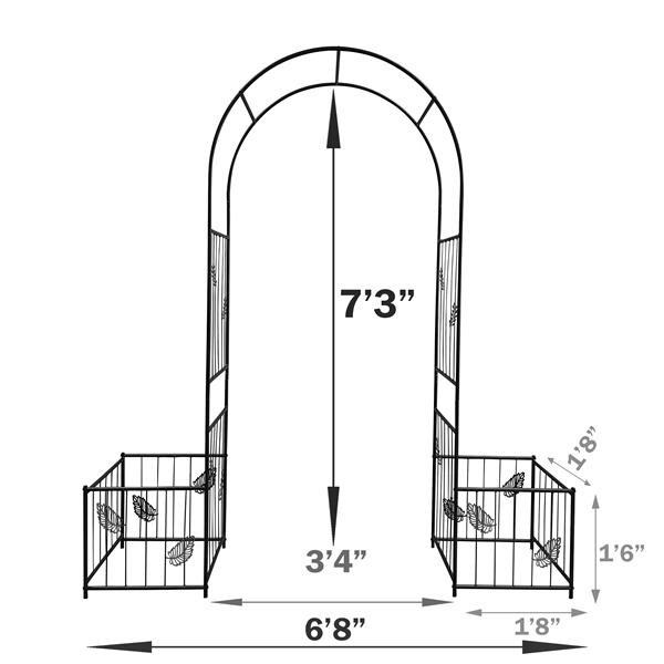 金属花园拱门花园凉亭棚架攀缘植物支撑拱门户外拱门婚礼拱门派对活动拱门黑色-12