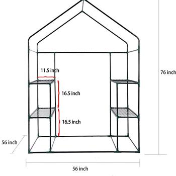 迷你步入式温室室内室外 - 2 层 8 层架子 - 便携式植物园艺温室（56 长 x 56 宽 x 76 高 英寸），种植植物草本花卉温室