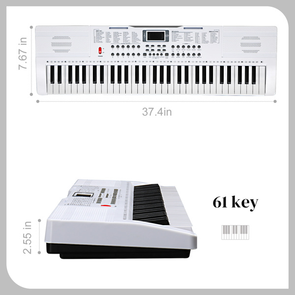 【AM不售卖】GEP-110（BD-663D） 61键 带亮灯+Z型支架+琴凳 白色 电子琴-4