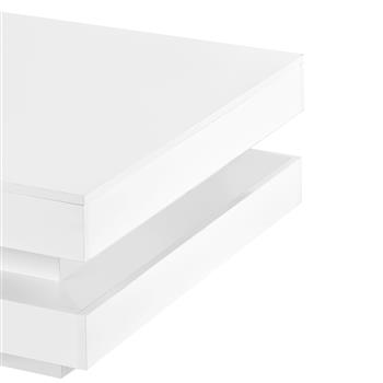 高光极简主义设计，带 LED 灯，2 层方形咖啡桌，客厅中央桌，31.5\\'\\'x31.5\\'\\'x14.2\\'\\'，白色