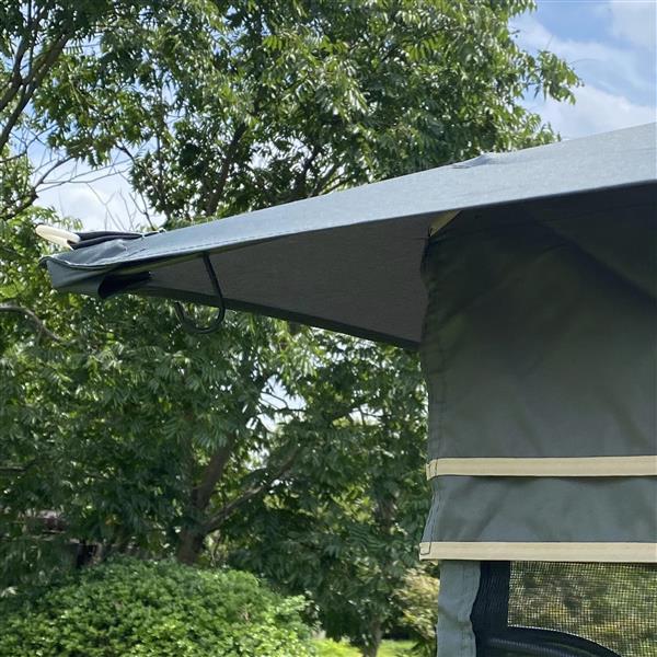 13x10 户外露台凉亭天篷帐篷，带通风双顶和蚊帐（四面可拆卸网状屏幕），适用于草坪、花园、后院和甲板，灰色顶部-16