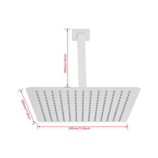 12 英寸高压雨淋式淋浴喷头，304 不锈钢方形淋浴喷头，带自清洁喷嘴，全身覆盖-9