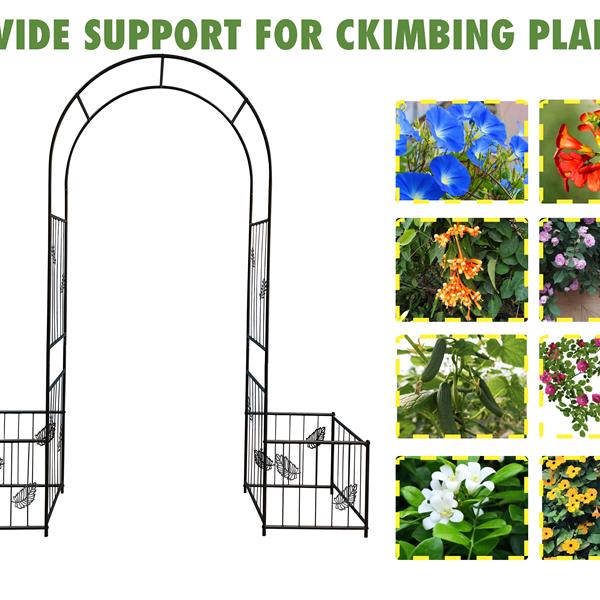 金属花园拱门花园凉亭棚架攀缘植物支撑拱门户外拱门婚礼拱门派对活动拱门黑色-6