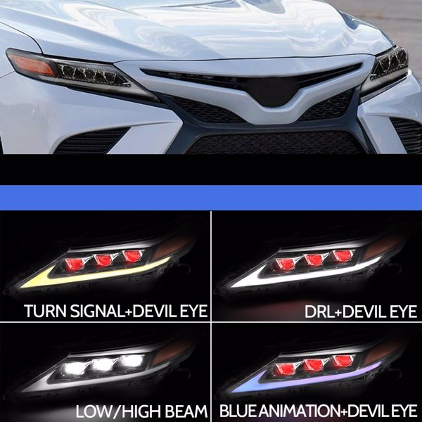 FBA仓发货，2018-2023，Toyota，美版，Camry SE LE XSE XLE TRD，大灯，全LED，灯条可变白、黄、蓝3色-5