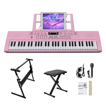 【AM不售卖】GEP-110（BD-663D） 61键 带亮灯+Z型支架+琴凳 粉色 电子琴