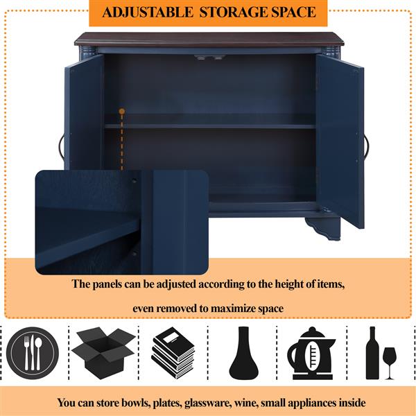 40 英寸带储物架的控制台桌，带可调节储物架的复古入口桌，适用于走廊、入口、客厅、门厅的沙发桌，海军蓝和棕色台面-8