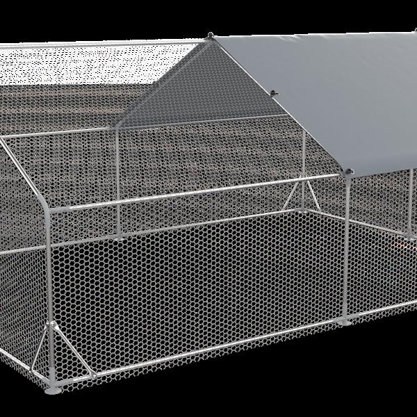 大型金属鸡舍步入式家禽笼母鸡舍家兔栖息地笼尖顶形鸡舍带防水防紫外线罩（13.1' 长 x 9.8' 宽 x 6.4' 高）-8