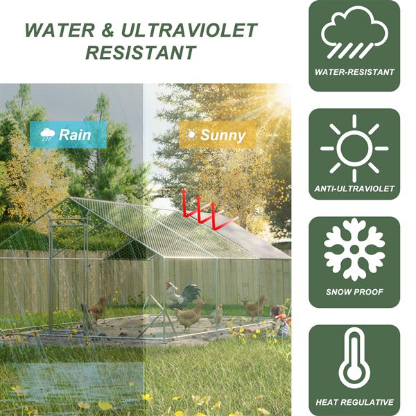 大型金属鸡舍，步入式鸡舍，镀锌丝家禽鸡母鸡围栏，兔鸭笼，带户外防水防紫外线罩（10' 长 x 20' 宽 x 6.56' 高）-2