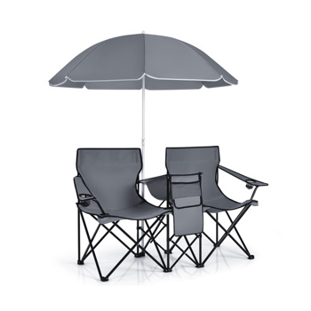 户外双人露营椅，带伞灰色（amazon shipping-发货，AMAZON禁止销售）