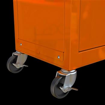带轮子和抽屉的高容量滚动工具箱，8 抽屉工具储物柜--橙色