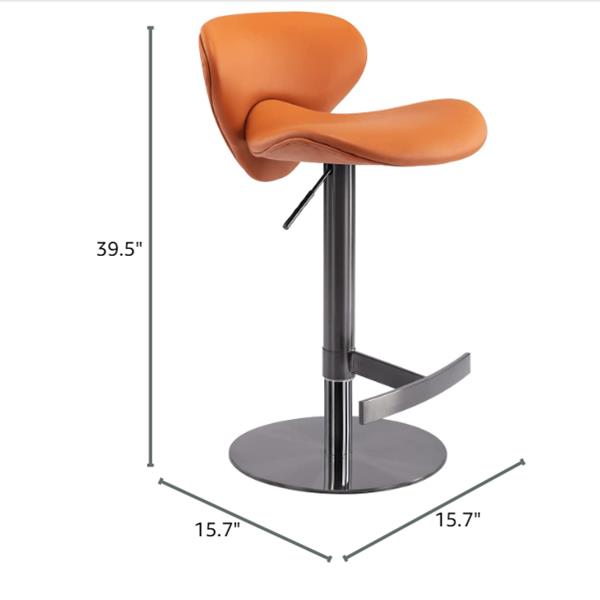 旋转钛不锈钢吧凳可调节高度适用于厨房柜台和餐厅（棕色 1 件）-2
