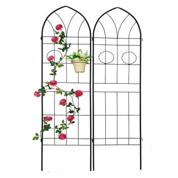 件装金属花园棚架 78.7 英寸 x 19.7 英寸 防锈棚架 适用于攀缘植物 户外花卉支架 黑色