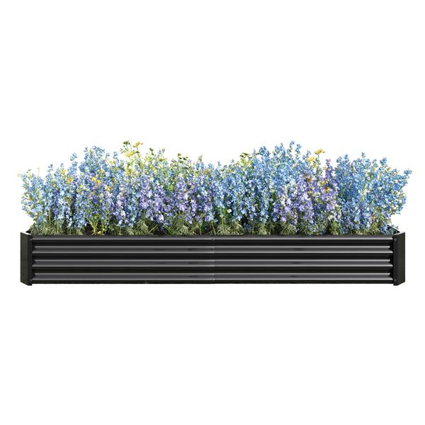 高架花园床套件 - 金属高架花园床 7.6x3.7x0.98 英尺，适用于花卉种植箱、蔬菜香草 黑色-4