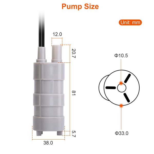 12V 小型水泵，最大扬程 16.4 英尺，流量 1000 升/小时，适用于花园洒水器、草坪淋浴器和旅游车辆（周末不发货）-7