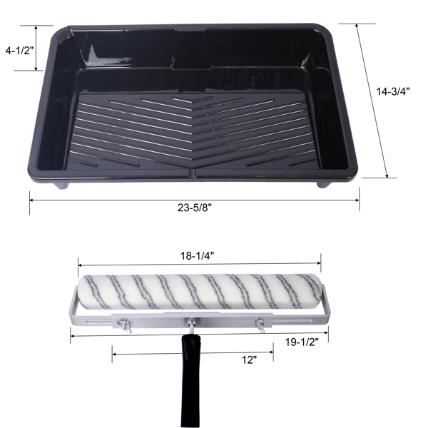 5 件装 18 英寸油漆滚筒套件 18 英寸油漆滚筒 18 油漆滚筒托盘 超细纤维油漆滚筒套（3 件装） -5