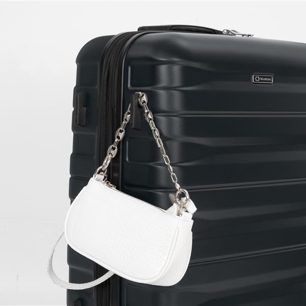 件套行李箱套装 PC 轻便耐用可扩展手提箱，带两个挂钩、双旋转轮、TSA 锁，(21/25/29) 黑色-7