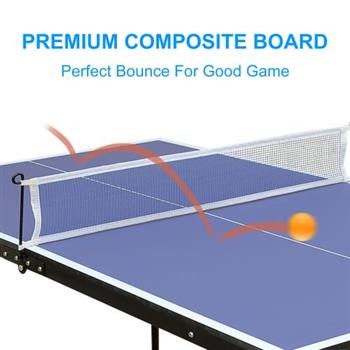 乒乓球桌中型可折叠便携式乒乓球桌套装，配有球网和 2 个乒乓球拍，适合室内室外比赛