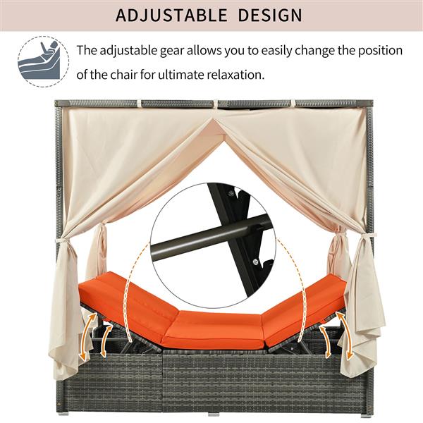 U 型可调节太阳床，带窗帘，舒适度高，3 种颜色-25