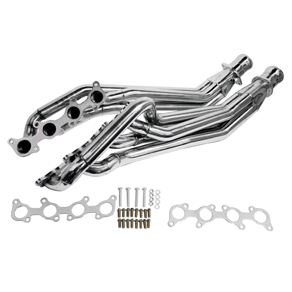 排气歧管 Stainless Steel Exhaust Header Set Polished for 2011-2016 Mustang GT 5.0L/V8-5