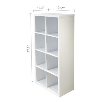 8 立方体收纳架，带开放式后架，2 X 4 立方体书柜书架，适用于家庭、办公室（白色）