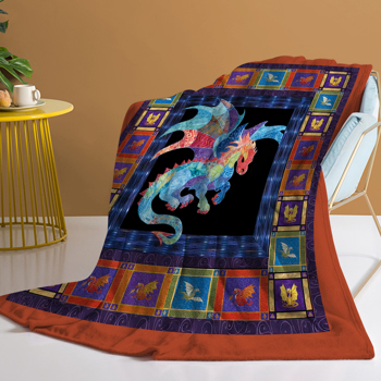 自产法莱绒毛毯 SWFT11365彩色龙图腾   130X150cm