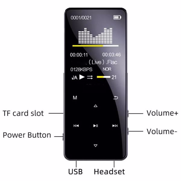 蓝牙 MP3 播放器 高保真 贝斯 音乐播放器 高清 FM 收音机 警报 支持 128GB-2