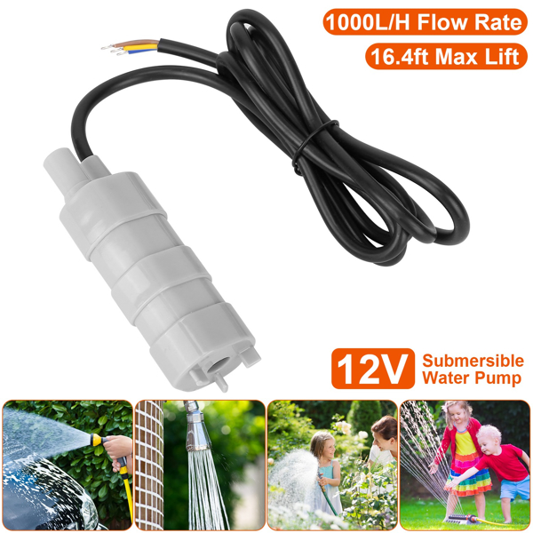 12V 小型水泵，最大扬程 16.4 英尺，流量 1000 升/小时，适用于花园洒水器、草坪淋浴器和旅游车辆（周末不发货）-2