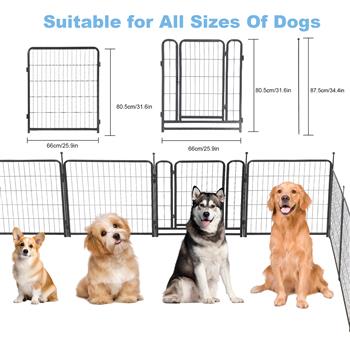 16 片式狗狗围栏，适用于户外、庭院、露营，31.6 英寸高狗围栏，配有 2 个门。