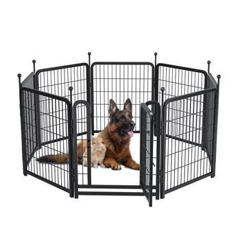 狗狗围栏 8 片式 32 英寸高 重型狗栅栏 小狗围栏 适用于大中型犬 小型犬 室内室外可折叠宠物锻炼围栏