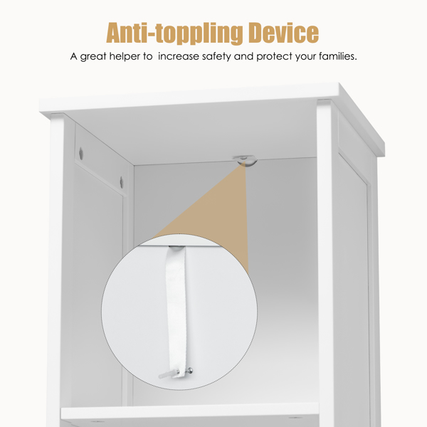 浴室高储物柜，超薄独立式橱柜，带 3 个抽屉和 2 个搁板，适合小空间的落地柜，11.8 英寸深 x 12.6 英寸宽 x 57.5 英寸高，白色-7